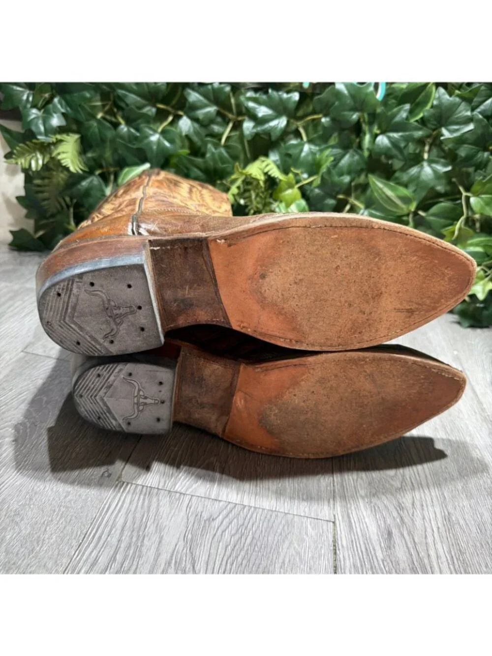 Lucchese 1883 Distressed Brown Leather Snip Toe Western Cowboy Boots Men 10.5 D